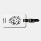 白黒の部族のライオン ラゲッジタグ (正面横)