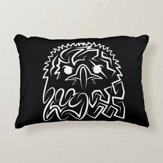 白黒の部族のワシ アクセントクッション (正面)