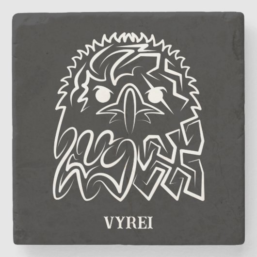 白黒の部族のワシ ストーンコースター (正面)