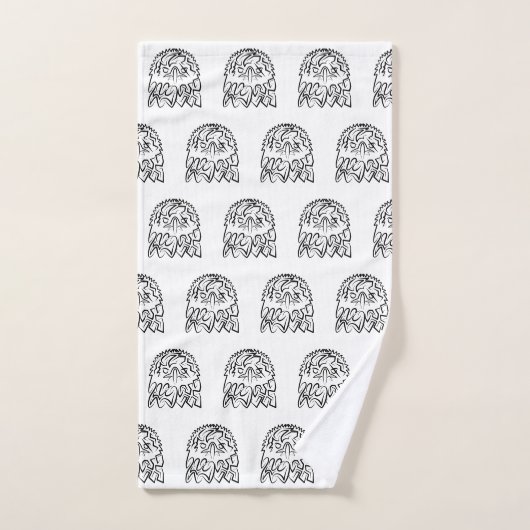 白黒の部族のワシ バスタオルセット (ハンドタオル)