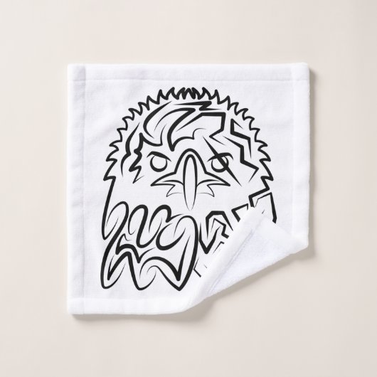 白黒の部族のワシ バスタオルセット (ウォッシュタオル)