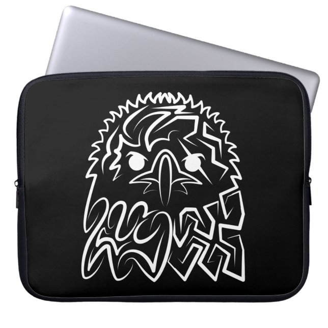 白黒の部族のワシ ラップトップスリーブ (正面)