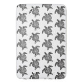 白黒の部族の亀の模様 バスマット (正面縦)