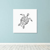 白黒の部族の亀 キャンバスプリント (インサイチュ (ウッドフロア))