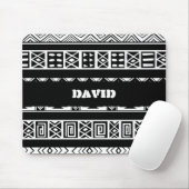 白黒の部族の幾何学的パターン マウスパッド (マウス)