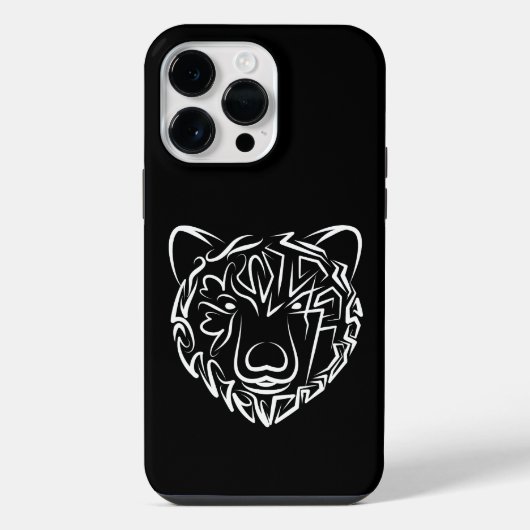 白黒の部族の熊 iPhoneケース (裏面)