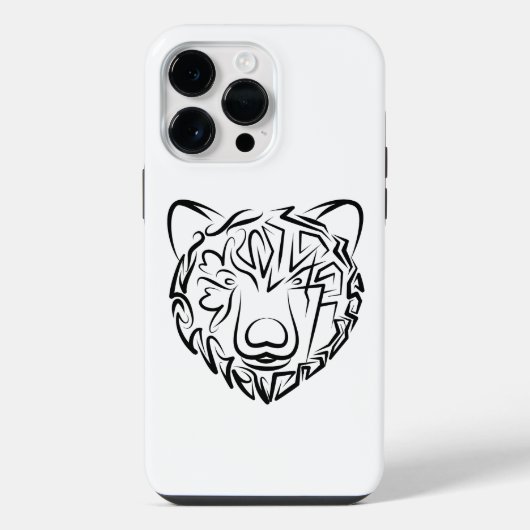 白黒の部族の熊 iPhoneケース (裏面)