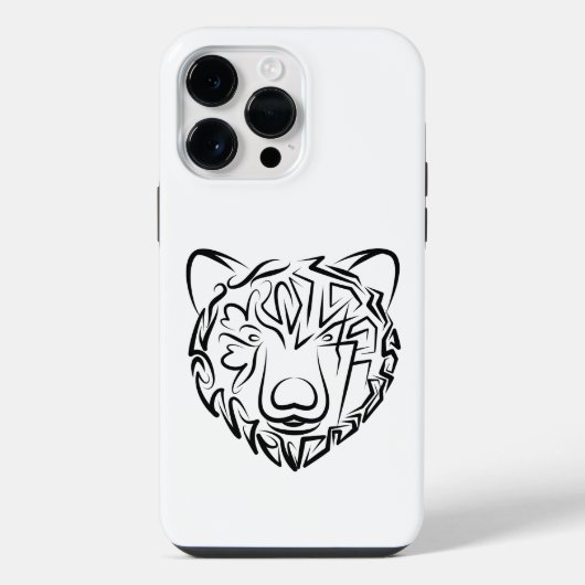 白黒の部族の熊 iPhoneケース (裏面)