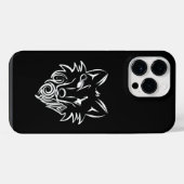 白黒の部族の狼 iPhoneケース (裏面横)