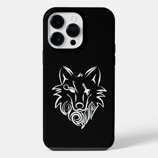 白黒の部族の狼 iPhoneケース (裏面)
