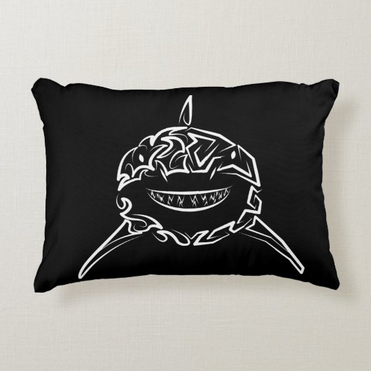 白黒の部族の白素晴らしサメ アクセントクッション (正面)