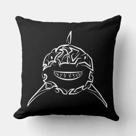 白黒の部族の白素晴らしサメ クッション (正面)