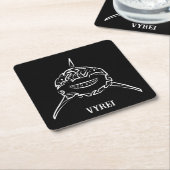 白黒の部族の白素晴らしサメ スクエアペーパーコースター (アングル)