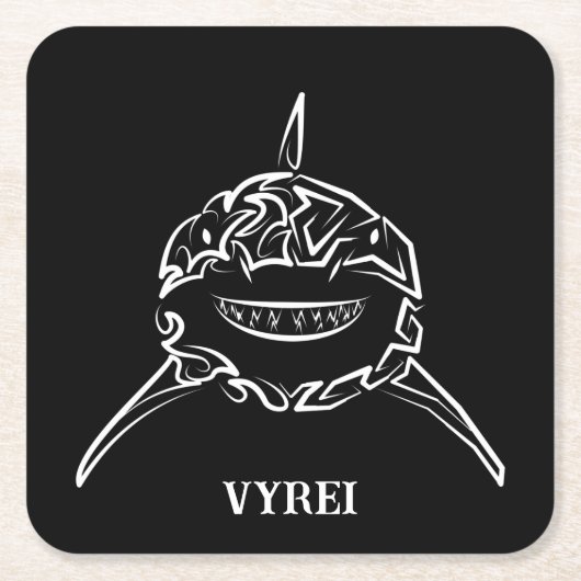 白黒の部族の白素晴らしサメ スクエアペーパーコースター (正面)
