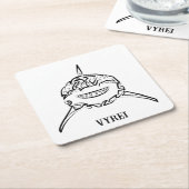 白黒の部族の白素晴らしサメ スクエアペーパーコースター (アングル)