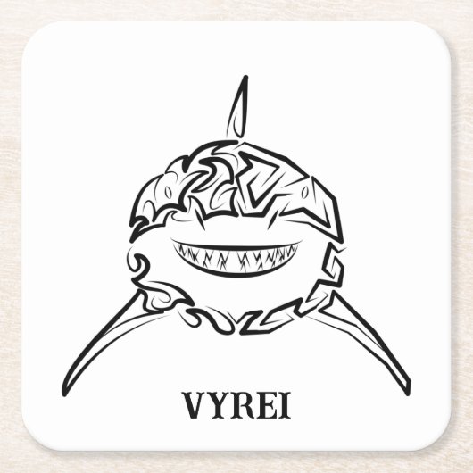 白黒の部族の白素晴らしサメ スクエアペーパーコースター (正面)