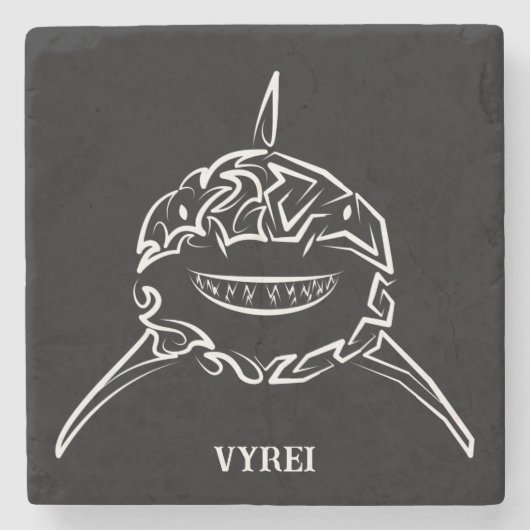 白黒の部族の白素晴らしサメ ストーンコースター (正面)