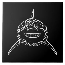 白黒の部族の白素晴らしサメ タイル