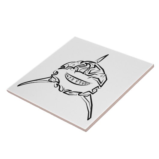 白黒の部族の白素晴らしサメ タイル (側面)