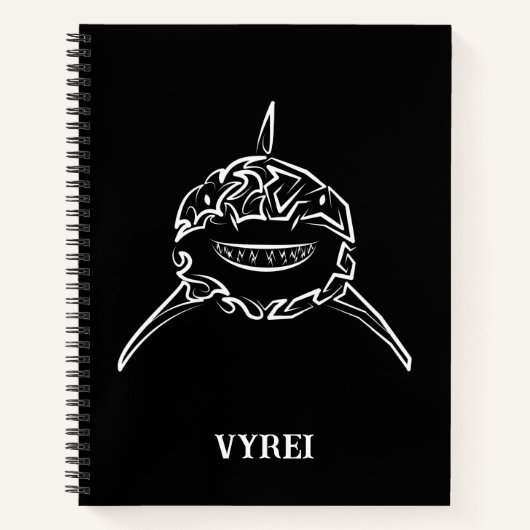 白黒の部族の白素晴らしサメ ノートブック (正面)