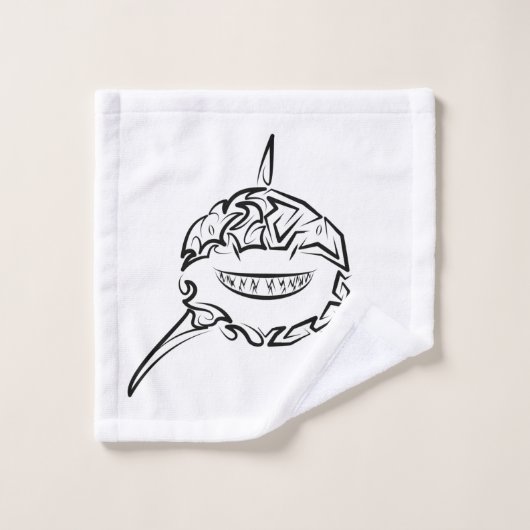 白黒の部族の白素晴らしサメ バスタオルセット (ウォッシュタオル)