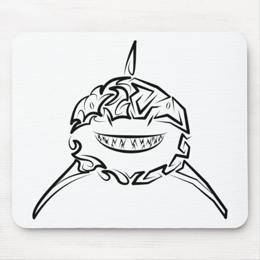 白黒の部族の白素晴らしサメ マウスパッド (正面)