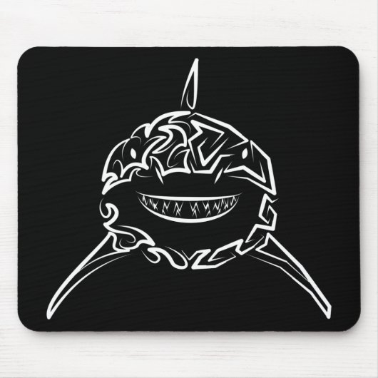 白黒の部族の白素晴らしサメ マウスパッド (正面)