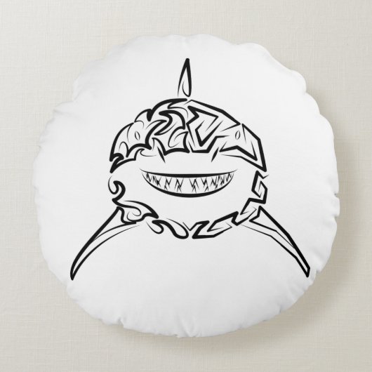 白黒の部族の白素晴らしサメ ラウンドクッション (正面)