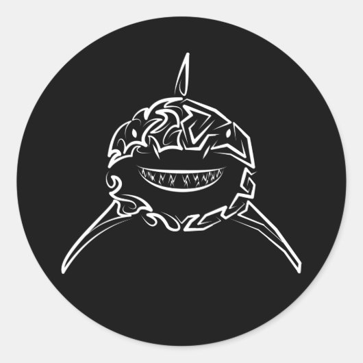 白黒の部族の白素晴らしサメ ラウンドシール (正面)