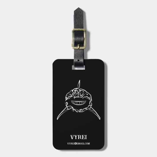 白黒の部族の白素晴らしサメ ラゲッジタグ (正面縦)