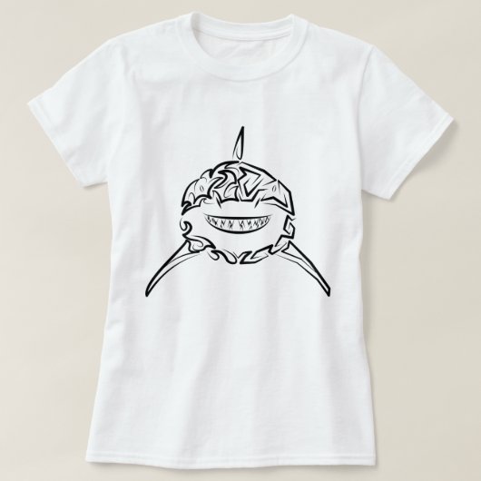 白黒の部族の白素晴らしサメ Tシャツ (デザイン正面)