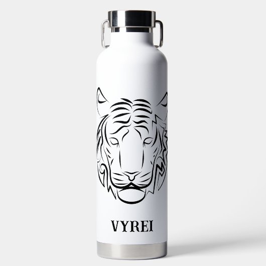 白黒の部族の虎 ウォーターボトル (正面)