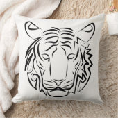 白黒の部族の虎 クッション (ブランケット)