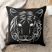 白黒の部族の虎 クッション (ブランケット)