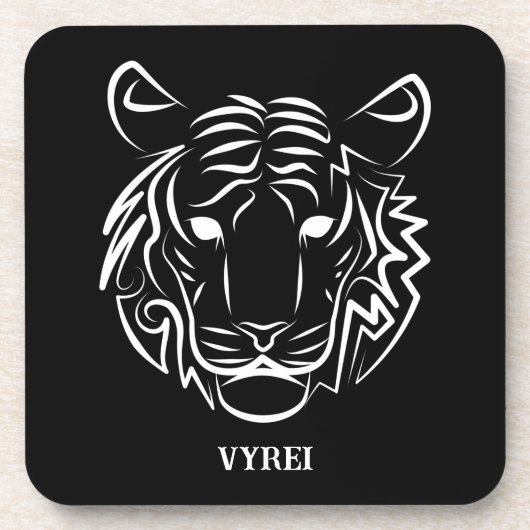 白黒の部族の虎 コースター (正面)