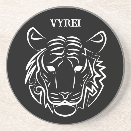 白黒の部族の虎 コースター (正面)