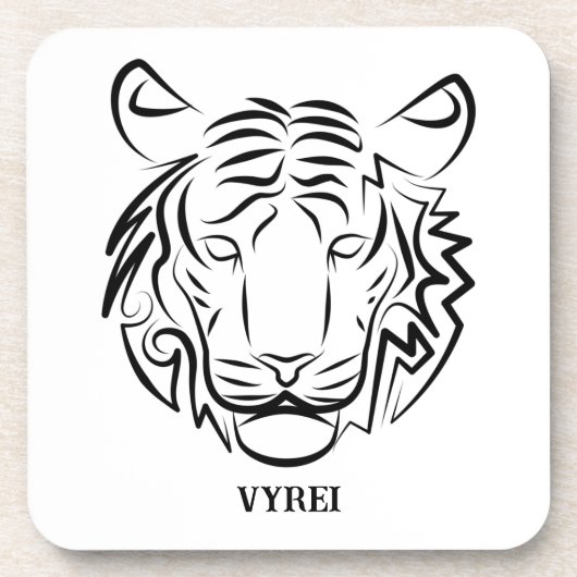 白黒の部族の虎 コースター (正面)