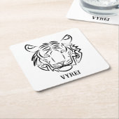 白黒の部族の虎 スクエアペーパーコースター (アングル)