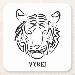 白黒の部族の虎 スクエアペーパーコースター