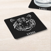 白黒の部族の虎 スクエアペーパーコースター (アングル)