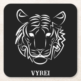 白黒の部族の虎 スクエアペーパーコースター