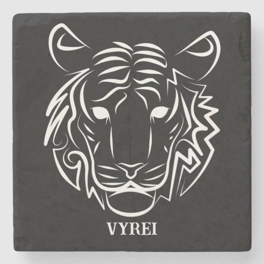 白黒の部族の虎 ストーンコースター (正面)
