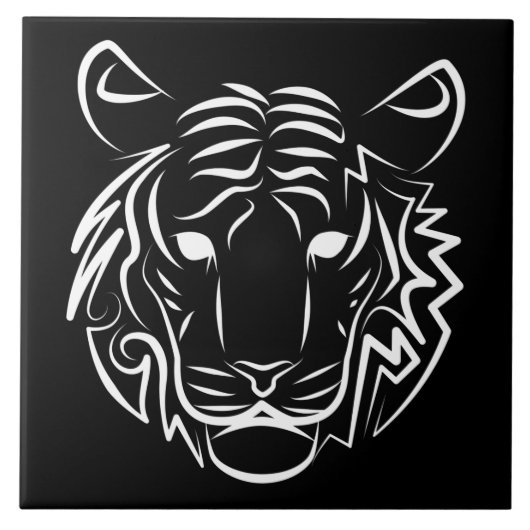 白黒の部族の虎 タイル (正面)