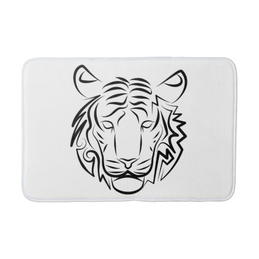 白黒の部族の虎 バスマット (正面)