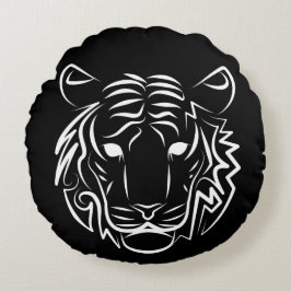 白黒の部族の虎 ラウンドクッション