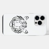白黒の部族の虎 iPhoneケース (裏面横)