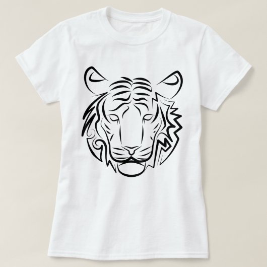 白黒の部族の虎 Tシャツ (デザイン正面)