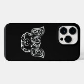 白黒の部族の豚 iPhoneケース (裏面横)