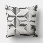 白黒の部族の迷路の泥の布パターンアフリカ クッション (裏面)