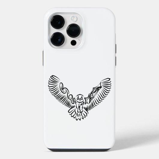 白黒の部族の飛翔フクロウ iPhoneケース (裏面)
